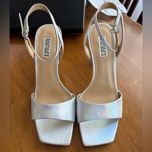 Badgley Mischka Iridescent Silver Heels